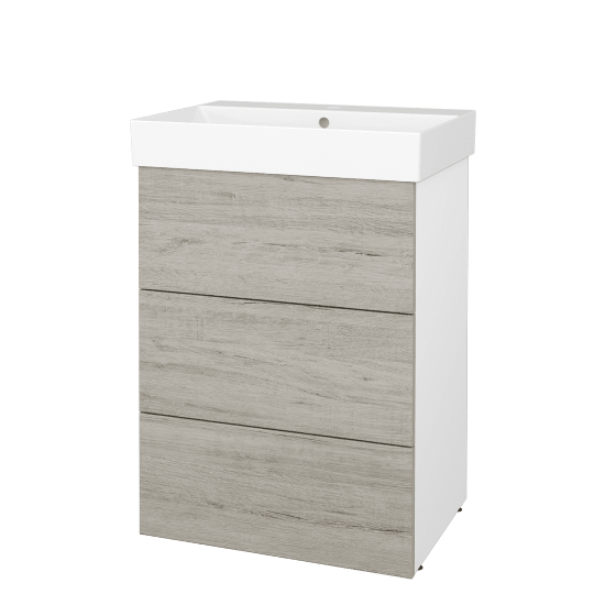Skříňka pod umyvadlo FLOOR SUZ3 60  - L01 Bílá vysoký lesk - D05 Oregon - Ne