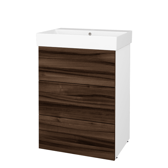 Skříňka pod umyvadlo FLOOR SUZ3 60  - L01 Bílá vysoký lesk - D06 Ořech - Ne