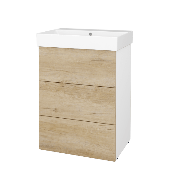 Skříňka pod umyvadlo FLOOR SUZ3 60  - L01 Bílá vysoký lesk - D15 Nebraska - Ne