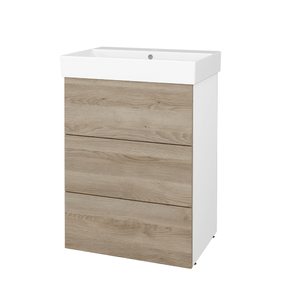 Skříňka pod umyvadlo FLOOR SUZ3 60  - L01 Bílá vysoký lesk - D17 Colorado - Ne