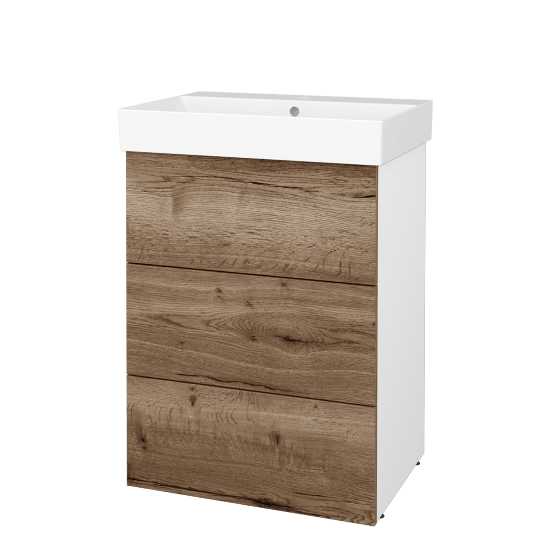 Skříňka pod umyvadlo FLOOR SUZ3 60  - L01 Bílá vysoký lesk - D21 Tobacco - Ne