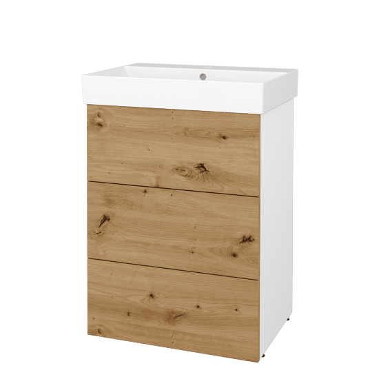 Skříňka pod umyvadlo FLOOR SUZ3 60  - L01 Bílá vysoký lesk - D22 Karamel - Ne