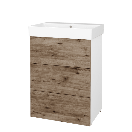 Skříňka pod umyvadlo FLOOR SUZ3 60  - L01 Bílá vysoký lesk - D23 Herkules - Ne