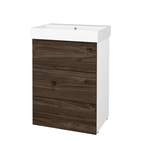 Skříňka pod umyvadlo FLOOR SUZ3 60  - L01 Bílá vysoký lesk - D25 Teak - Ne