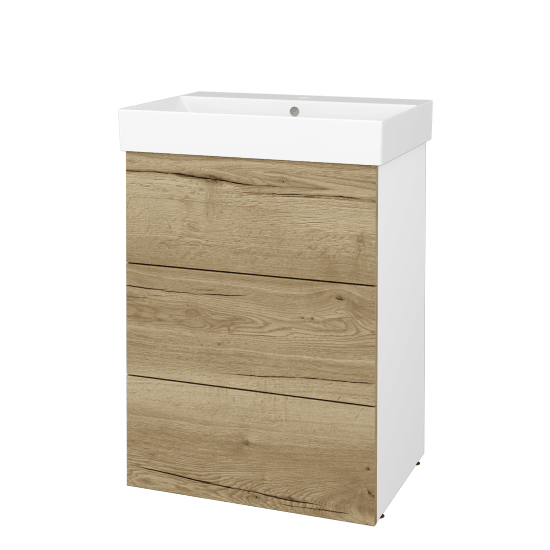Skříňka pod umyvadlo FLOOR SUZ3 60  - L01 Bílá vysoký lesk - D26 Ontario - Ne