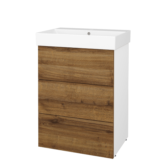 Skříňka pod umyvadlo FLOOR SUZ3 60  - L01 Bílá vysoký lesk - D27 Cognac - Ne