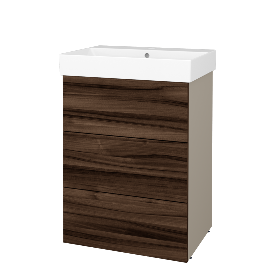 Skříňka pod umyvadlo FLOOR SUZ3 60  - L04 Béžová vysoký lesk - D06 Ořech - Ne