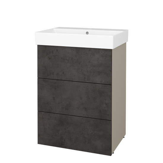Skříňka pod umyvadlo FLOOR SUZ3 60  - L04 Béžová vysoký lesk - D16 Beton tmavý - Ne
