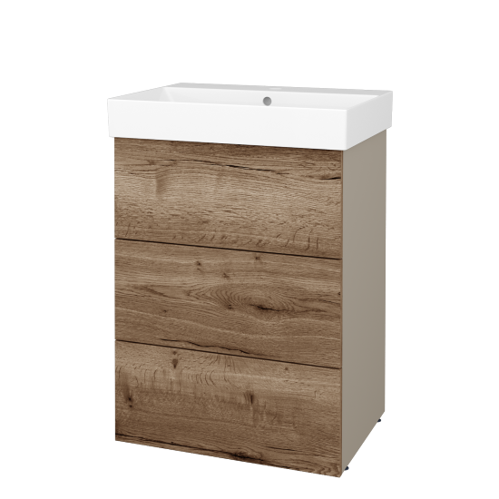 Skříňka pod umyvadlo FLOOR SUZ3 60  - L04 Béžová vysoký lesk - D21 Tobacco - Ne