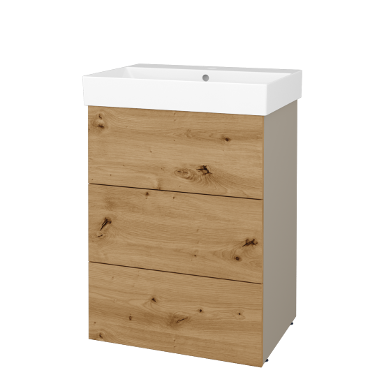 Skříňka pod umyvadlo FLOOR SUZ3 60  - L04 Béžová vysoký lesk - D22 Karamel - Ne