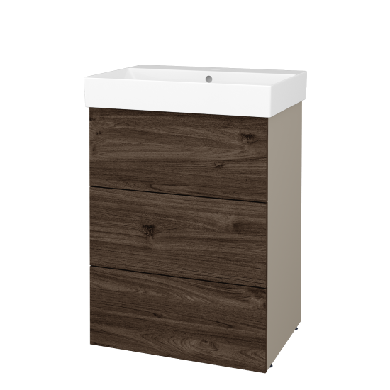 Skříňka pod umyvadlo FLOOR SUZ3 60  - L04 Béžová vysoký lesk - D25 Teak - Ne