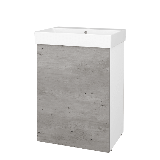 Skříňka pod umyvadlo FLOOR SUD 60  - L01 Bílá vysoký lesk - D01 Beton - Levé