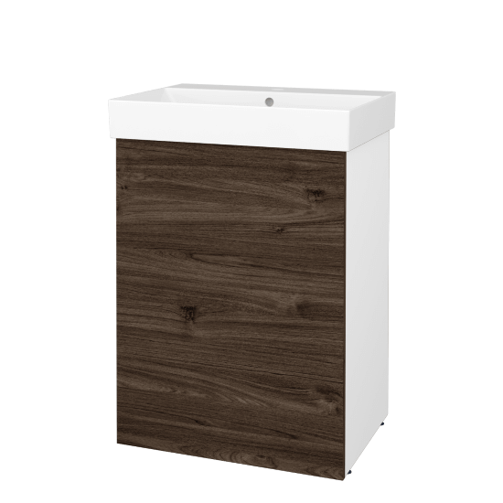 Skříňka pod umyvadlo FLOOR SUD 60  - L01 Bílá vysoký lesk - D25 Teak - Levé