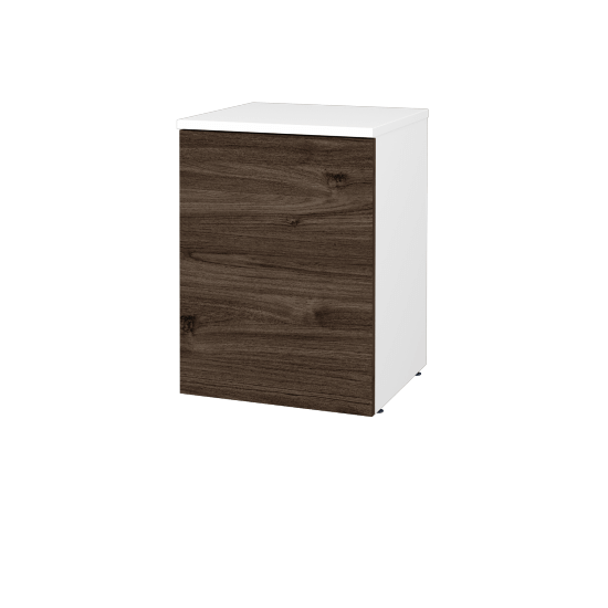 Nízká koupelnová skříňka FLOOR SND 40  - L01 Bílá vysoký lesk - D25 Teak - Levé