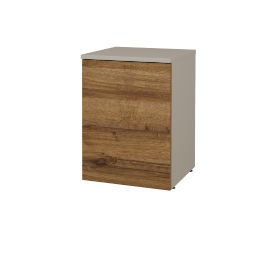 Nízká koupelnová skříňka FLOOR SND 40  - L04 Béžová vysoký lesk - D27 Cognac - Levé - Ne