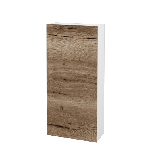 Horní skříňka FLOOR SYD 40  - L01 Bílá vysoký lesk - D21 Tobacco - Levé