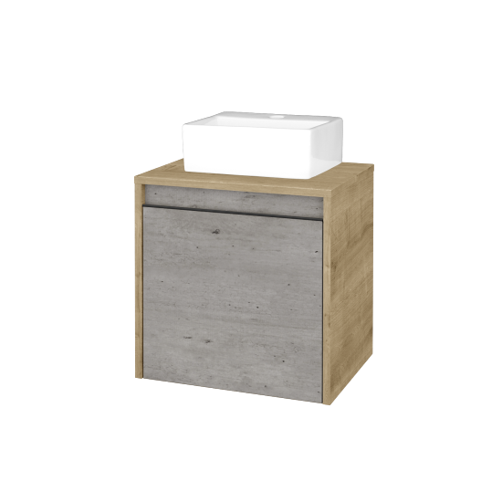 Skříňka pod umyvadlo VISIT SZD 50 (umyvadlo Gladi)  - D09 Arlington - Úchytka T33 - černá mat - D01 Beton - Levé - Ne
