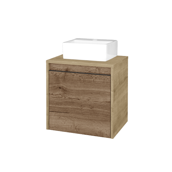 Skříňka pod umyvadlo VISIT SZD 50 (umyvadlo Gladi)  - D09 Arlington - Úchytka T33 - černá mat - D21 Tobacco - Levé - Ne