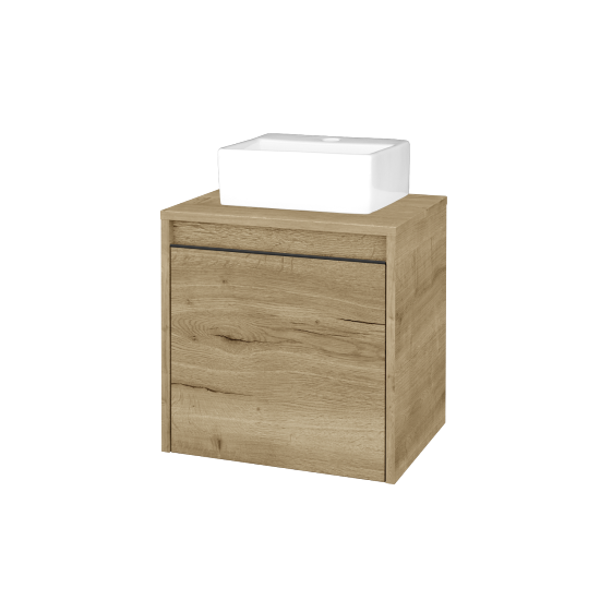 Skříňka pod umyvadlo VISIT SZD 50 (umyvadlo Gladi)  - D09 Arlington - Úchytka T33 - černá mat - D26 Ontario - Levé - Ne