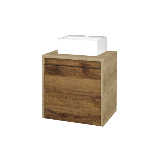 Skříňka pod umyvadlo VISIT SZD 50 (umyvadlo Gladi)  - D09 Arlington - Úchytka T33 - černá mat - D27 Cognac - Levé - Ne