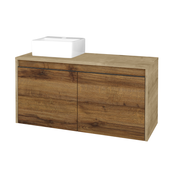 Skříňka pod umyvadlo VISIT SZD2 100 (umyvadlo Gladi)  - D09 Arlington - Úchytka T33 - černá mat - D27 Cognac - Levé - Ne