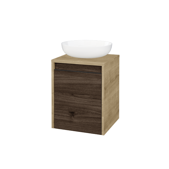 Skříňka pod umyvadlo VISIT SZD 40 (pro umyvadlo Kaldewei Miena)  - D09 Arlington - Úchytka T33 - černá mat - D25 Teak - Levé - Ne