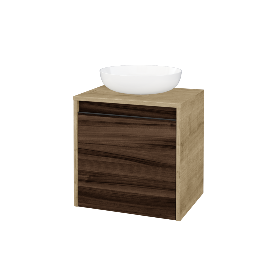 Skříňka pod umyvadlo VISIT SZD 50 (pro umyvadlo Kaldewei Miena)  - D09 Arlington - Úchytka T33 - černá mat - D06 Ořech - Levé - Ne