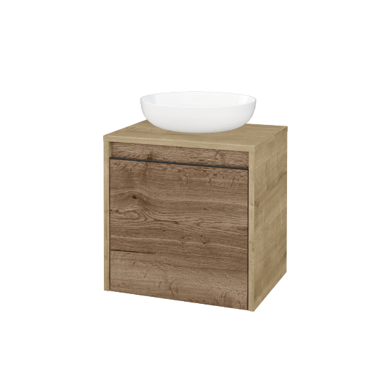 Skříňka pod umyvadlo VISIT SZD 50 (pro umyvadlo Kaldewei Miena)  - D09 Arlington - Úchytka T33 - černá mat - D21 Tobacco - Levé - Ne