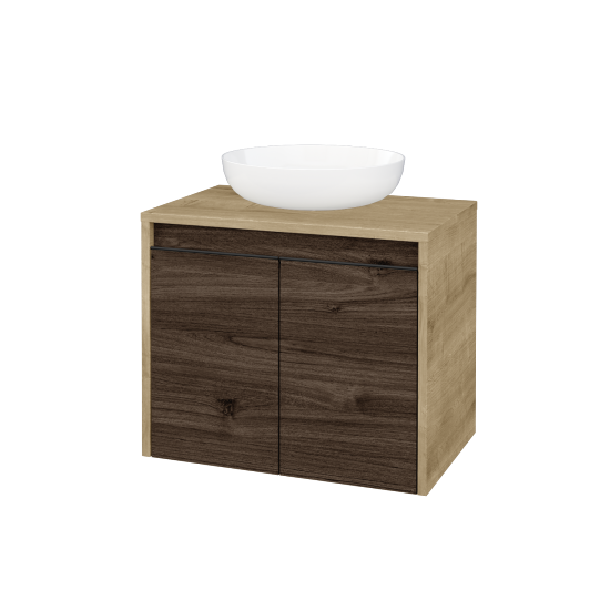Skříňka pod umyvadlo VISIT SZD2 60 (pro umyvadlo Kaldewei Miena)  - D09 Arlington - Úchytka T33 - černá mat - D25 Teak - Ne