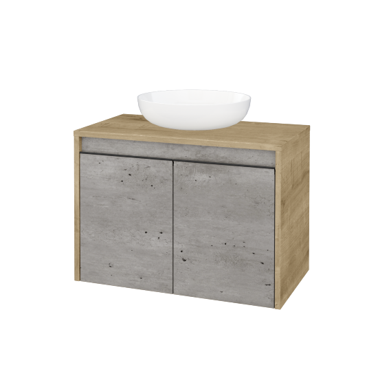 Skříňka pod umyvadlo VISIT SZD2 70 (pro umyvadlo Kaldewei Miena)  - D09 Arlington - Úchytka T33 - černá mat - D01 Beton - Ne