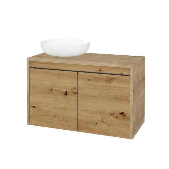 Skříňka pod umyvadlo VISIT SZD2 80 (pro umyvadlo Kaldewei Miena)  - D09 Arlington - Úchytka T33 - černá mat - D22 Karamel - Levé - Ne