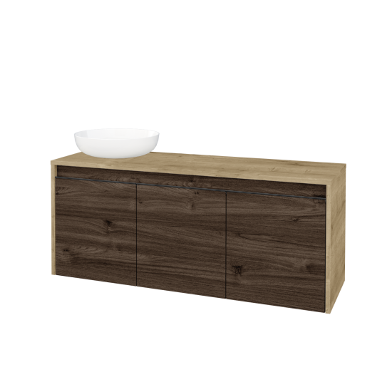 Skříňka pod umyvadlo VISIT SZD3 120 (pro umyvadlo Kaldewei Miena)  - D09 Arlington - Úchytka T33 - černá mat - D25 Teak - Levé - Ne