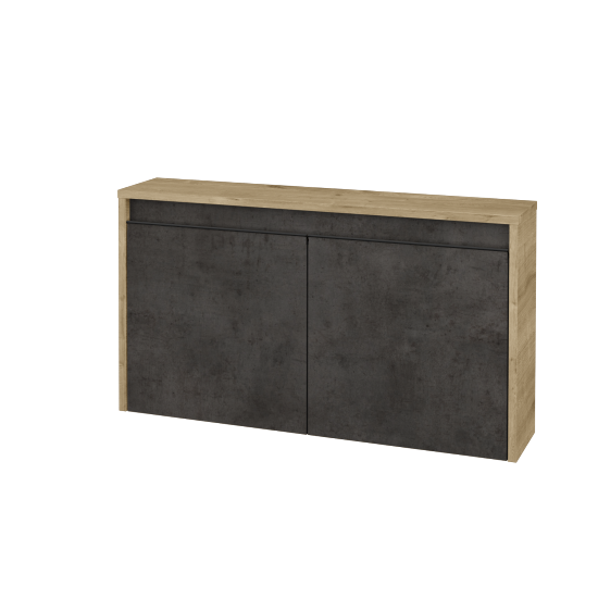 Nízká koupelnová skříňka VISIT SND2 90  - D09 Arlington - Úchytka T33 - černá mat - D16 Beton tmavý - Ne