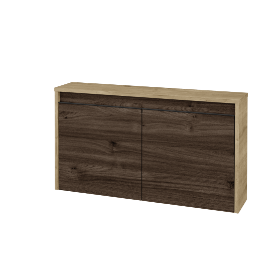 Nízká koupelnová skříňka VISIT SND2 90  - D09 Arlington - Úchytka T33 - černá mat - D25 Teak - Ne