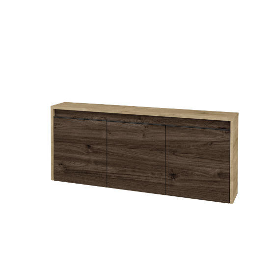 Nízká koupelnová skříňka VISIT SND3 120  - D09 Arlington - Úchytka T33 - černá mat - D25 Teak - Ne