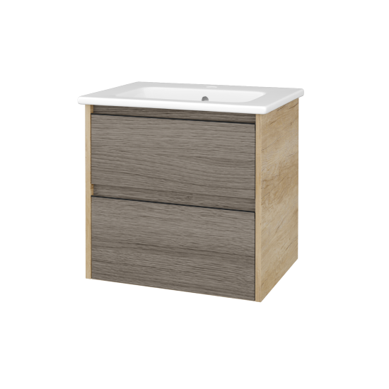 Skříňka pod umyvadlo BONO SZZ2 60 (umyvadlo Euphoria)  - D15 Nebraska - Úchytka T33 - černá mat - D03 Cafe