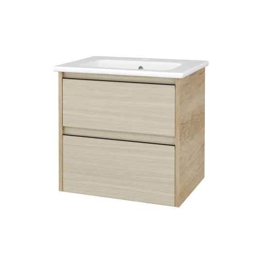 Skříňka pod umyvadlo BONO SZZ2 60 (umyvadlo Euphoria)  - D15 Nebraska - Úchytka T33 - černá mat - D04 Dub