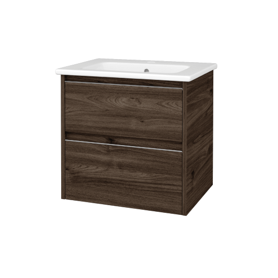 Skříňka pod umyvadlo BONO SZZ2 60 (umyvadlo Euphoria)  - D25 Teak - Úchytka T34 - D25 Teak