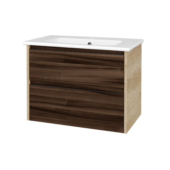 Skříňka pod umyvadlo BONO SZZ2 80 (umyvadlo Euphoria)  - D15 Nebraska - Úchytka T33 - černá mat - D06 Ořech