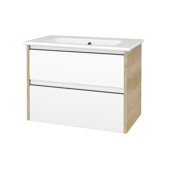 Skříňka pod umyvadlo BONO SZZ2 80 (umyvadlo Euphoria)  - D15 Nebraska - Úchytka T33 - černá mat - N01 Bílá lesk