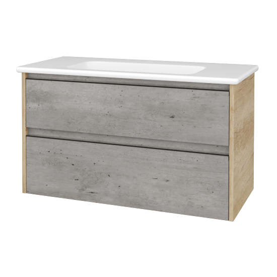 Skříňka pod umyvadlo BONO SZZ2 100 (umyvadlo Euphoria)  - D15 Nebraska - Úchytka T33 - černá mat - D01 Beton