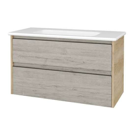 Skříňka pod umyvadlo BONO SZZ2 100 (umyvadlo Euphoria)  - D15 Nebraska - Úchytka T33 - černá mat - D05 Oregon