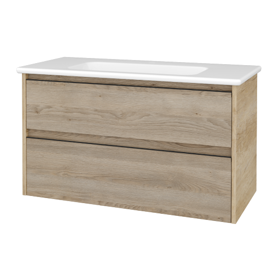 Skříňka pod umyvadlo BONO SZZ2 100 (umyvadlo Euphoria)  - D15 Nebraska - Úchytka T33 - černá mat - D17 Colorado