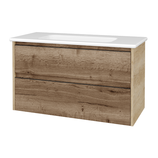 Skříňka pod umyvadlo BONO SZZ2 100 (umyvadlo Euphoria)  - D15 Nebraska - Úchytka T33 - černá mat - D21 Tobacco