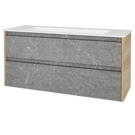 Skříňka pod umyvadlo BONO SZZ2 120 (umyvadlo Pura se 2 otvory pro baterii)  - D15 Nebraska - Úchytka T33 - černá mat - D20 Galaxy