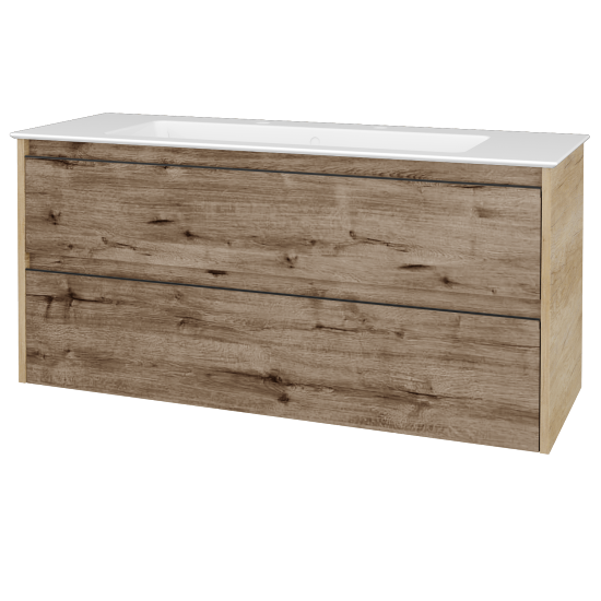 Skříňka pod umyvadlo BONO SZZ2 120 (umyvadlo Pura se 2 otvory pro baterii)  - D15 Nebraska - Úchytka T33 - černá mat - D23 Herkules