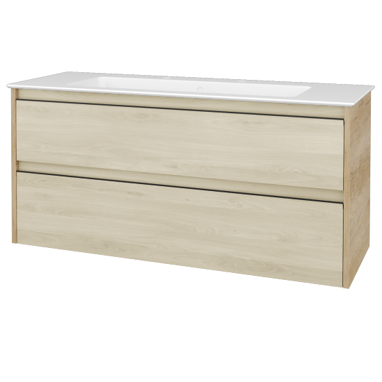 Skříňka pod umyvadlo BONO SZZ2 120 (umyvadlo Pura se 2 otvory pro baterii)  - D15 Nebraska - Úchytka T33 - černá mat - D24 Ohio