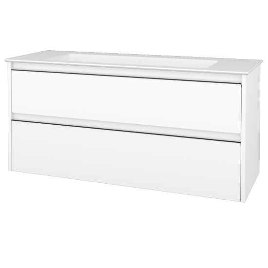 Skříňka pod umyvadlo BONO SZZ2 120 (umyvadlo Pura bez otvoru pro baterii)  - N01 Bílá lesk - Úchytka T33 - černá mat - N01 Bílá lesk