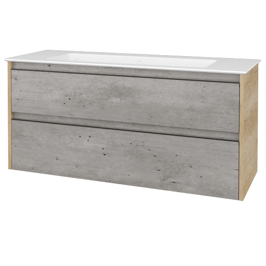 Skříňka pod umyvadlo BONO SZZ2 120 (umyvadlo Pura bez otvoru pro baterii)  - D15 Nebraska - Úchytka T33 - černá mat - D01 Beton