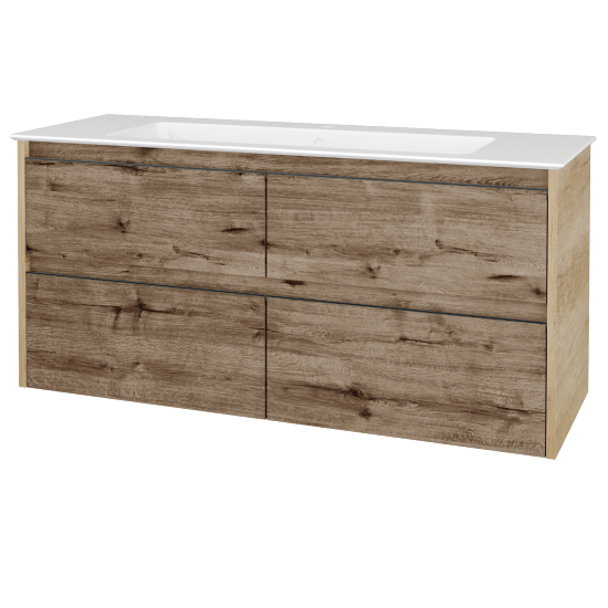 Skříňka pod umyvadlo BONO SZZ4 120 (umyvadlo Pura)  - D15 Nebraska - Úchytka T33 - černá mat - D23 Herkules